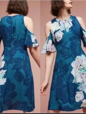 Anthropologie Maeve Elia cold shoulder dress